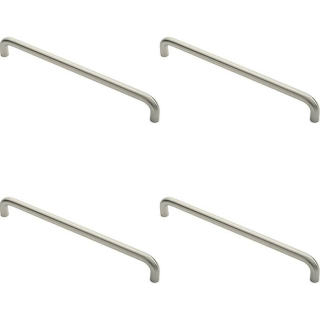 4x Round D Bar Pull Handle 22mm Dia 450mm Fixing Centres Satin Stainless Steel