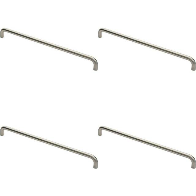 4x Round D Bar Pull Handle 22mm Dia 600mm Fixing Centres Satin Stainless Steel