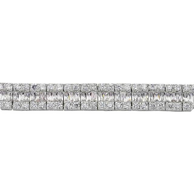Jewelco London Ladies Sterling Silver Baguette Cubic Zirconia Eternity Tennis Bracelet 10mm 7 inch - GVB112