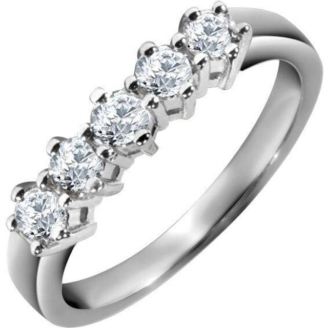 18ct White Gold 0.75ct Diamond 5 Stone Eternity Ring 5mm - 18R546-075 - N