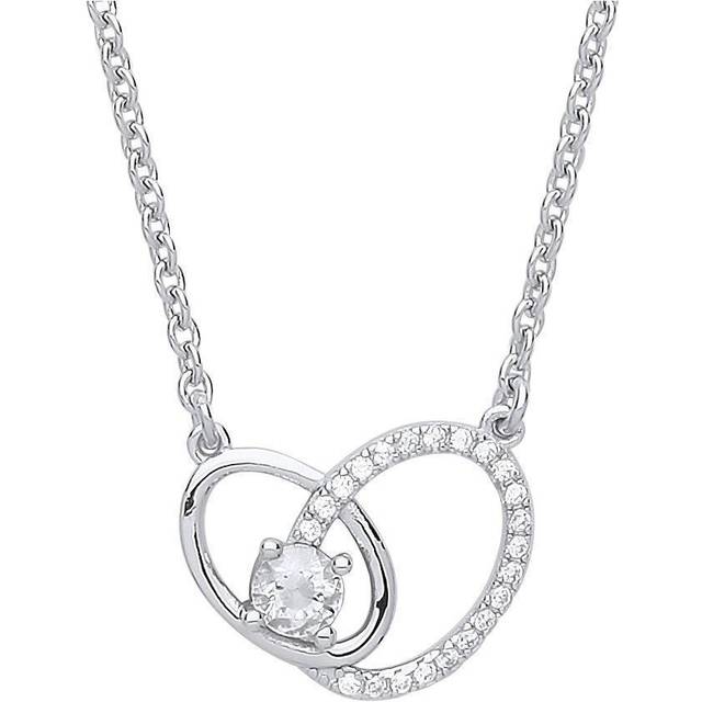 Jewelco London Ladies Sterling Silver Cubic Zirconia Oval Solitaire Halo Charm Necklace 16 inch - GVK314