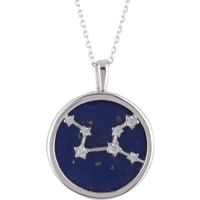 Latelita Womens Zodiac Lapis Lazuli Gemstone Star Constellation Pendant Necklace Silver Virgo - Blue Sterling Silver - One Size