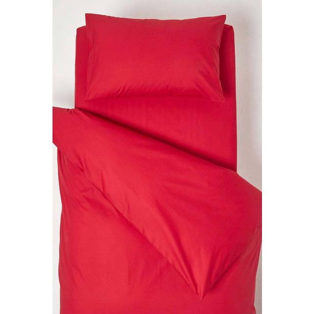 Homescapes Red Cotton Cot Bed Duvet Cover Set 200 Thread Count