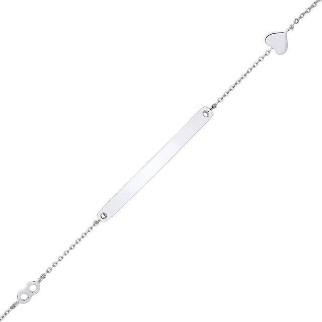Jewelco London Ladies Sterling Silver Infinity Love Heart ID Identity Bracelet 7mm - GVB379