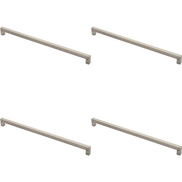 4x Square Section Bar Pull Handle 463 x 15mm 448mm Fixing Centres Satin Nickel