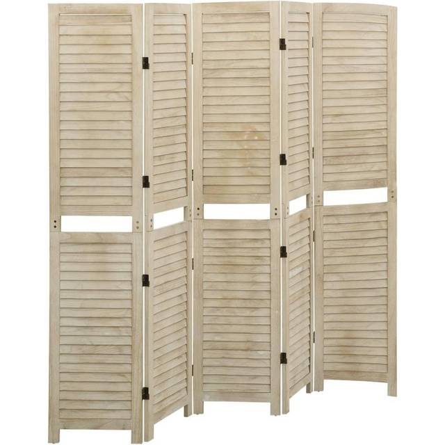 vidaXL 5-Panel Room Divider 175x165 cm Solid Wood Paulownia - Brown