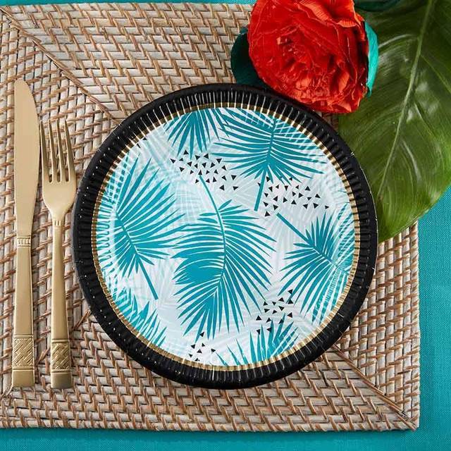 Tropical Chic 9 in. Premium Paper Plates (Set of 8)