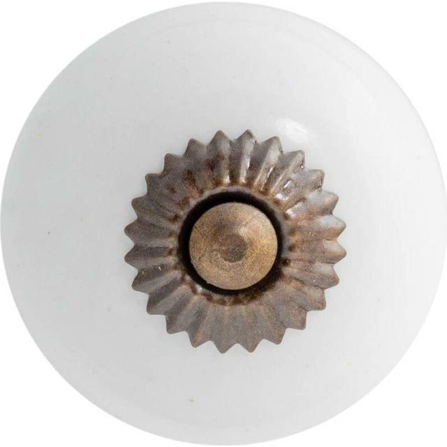 Round Ceramic Cabinet Knob - White