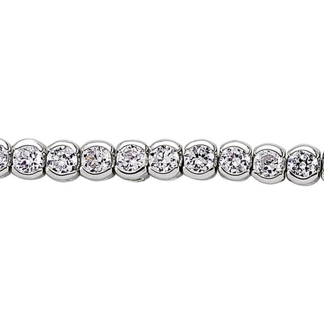 Jewelco London Ladies Sterling Silver Cubic Zirconia Eternity Rubover Tennis Bracelet 4mm 7 inch - GVB098