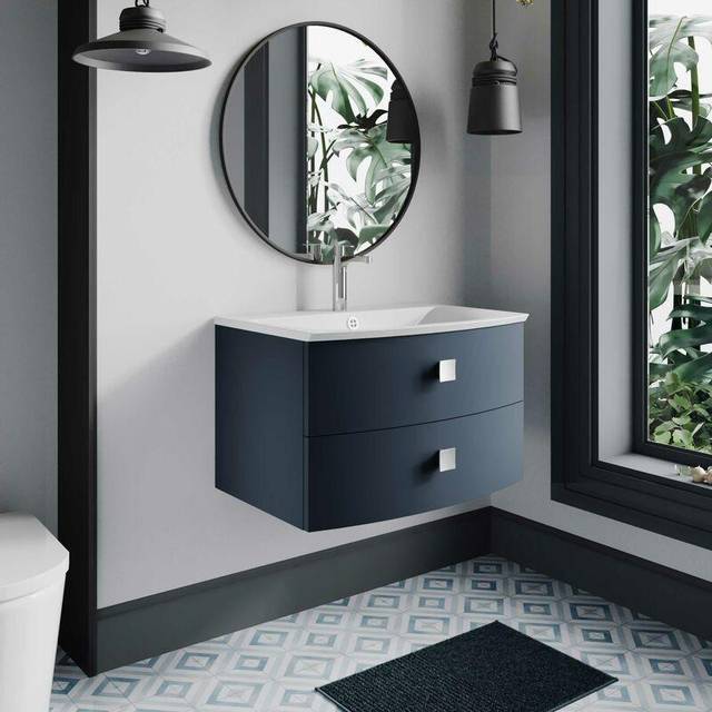 Sarenna Grey 700mm Wall Hung Single Vanity - Mineral Blue (448mm H X 712mm W X 504mm D)