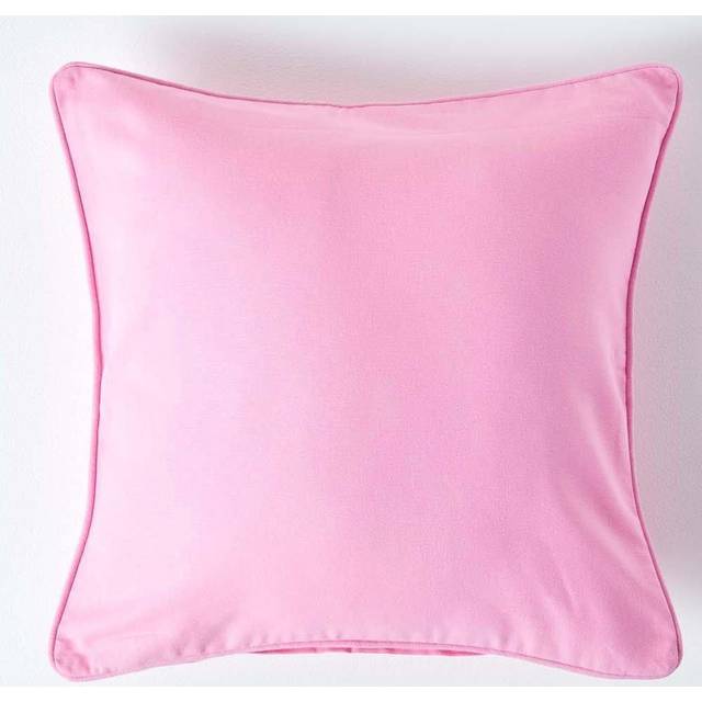 Homescapes Cotton Plain Pink Cushion Cover, 30 x 30 cm