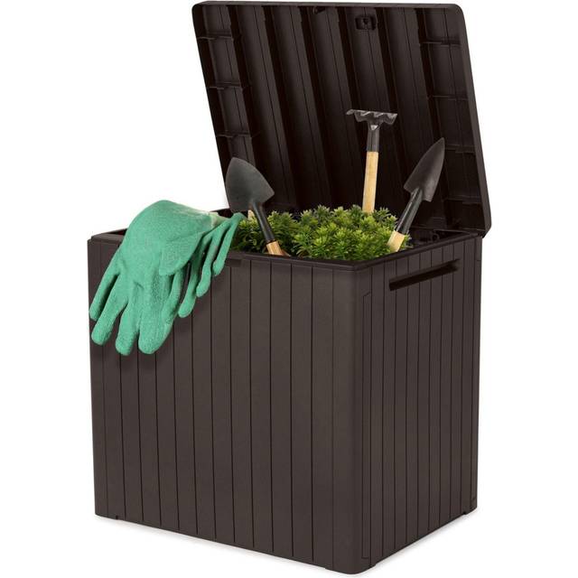 Keter City Box, förvaringslåda, brun, innehåll: 113 l, mått: H x D x B 55 x 44 x 57,8 cm, perfekt för balkong och små ytor