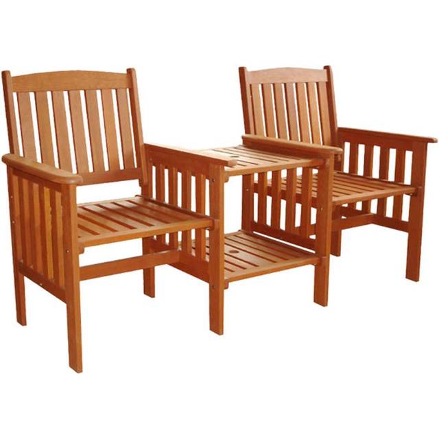 Kingfisher FSLOVE Tete-A-Tete Garden Seat | Hardwood Love Seat & Table