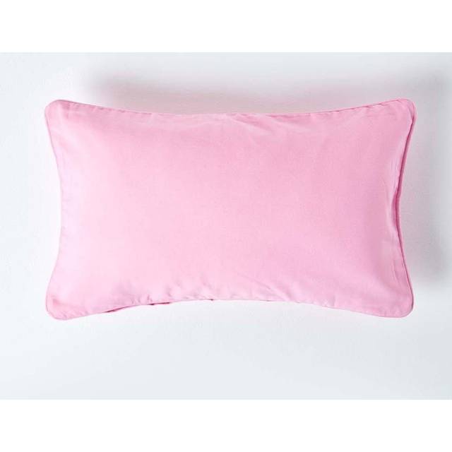 Homescapes Cotton Plain Pink Rectangular Cushion Cover, 30 x 50 cm