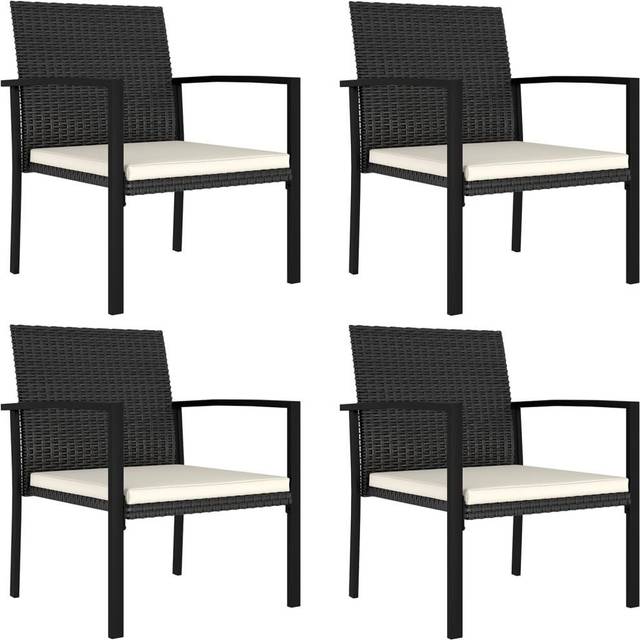 vidaXL Garden Dining Chairs 4 pcs Poly Rattan Black