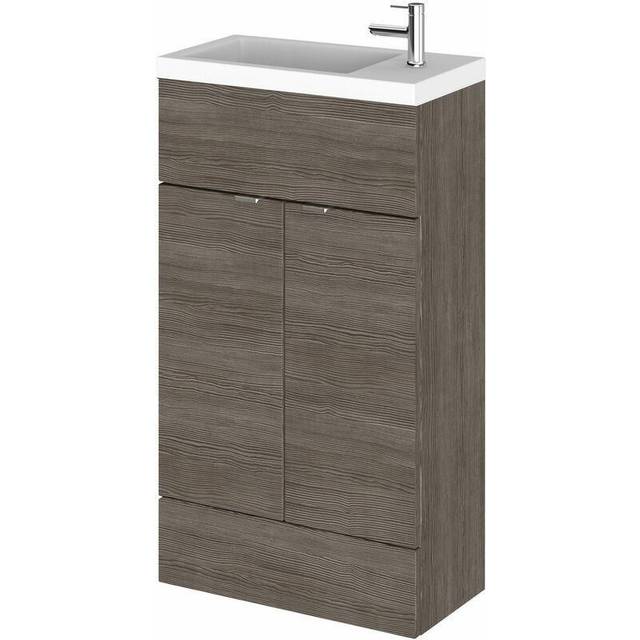 Hudson Reed - Fusion Compact Vanity Unit with Basin 500mm Wide - Anthracite Woodgrain