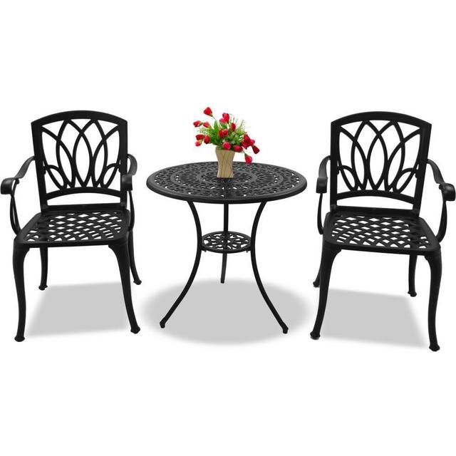 Centurion Supports POSITANO Cast Aluminium Bistro Set - Black, Black