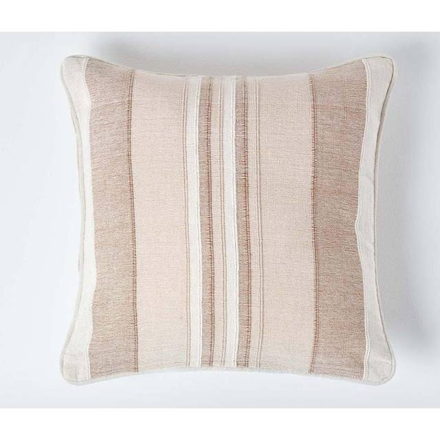 Homescapes Cotton Striped Beige Cushion Cover Morocco , 60 x 60 cm - Natur