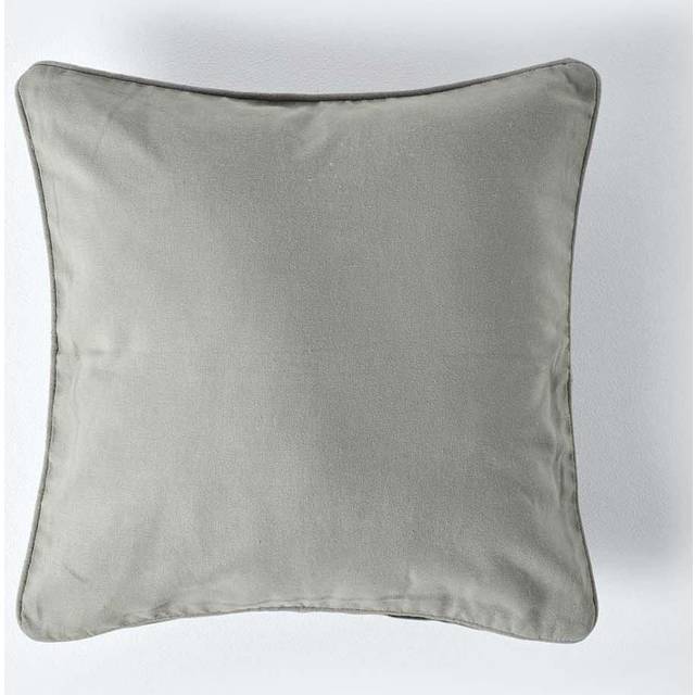 Homescapes Cotton Plain Grey Cushion Cover, 60 x 60 cm