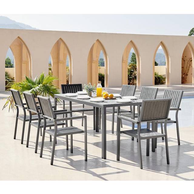 Dubai Outdoor Dining Set 8 Seat Grey (One Size)