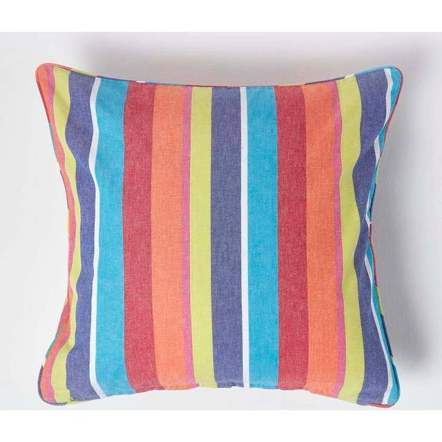 Homescapes Cotton Multi Coloured Stripe Cushion Cover, 60 x 60 cm