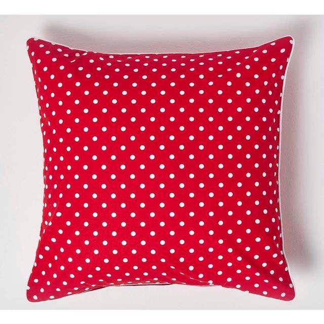 Homescapes Cotton Red Polka Dots Cushion Cover, 60 x 60 cm