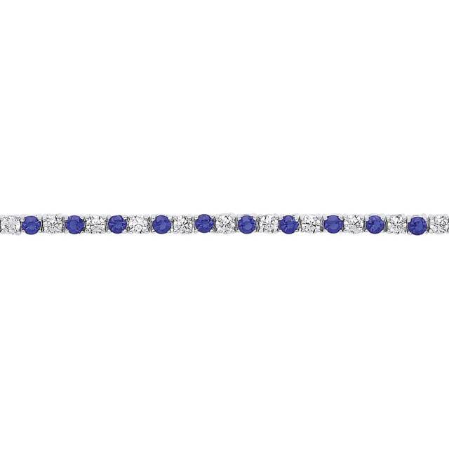Jewelco London Ladies Sterling Silver Sapphire-Blue Cubic zirconia Alternating Eternity Tennis Bracelet 4mm 7 inch - GVB094SAP