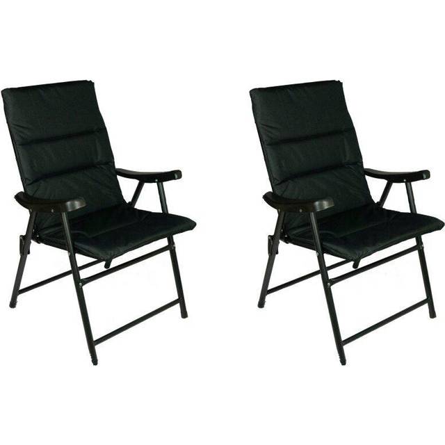 (Black, 2 Pack) Hyfive Folding Outdoor Chair - Grey/Black/Navy