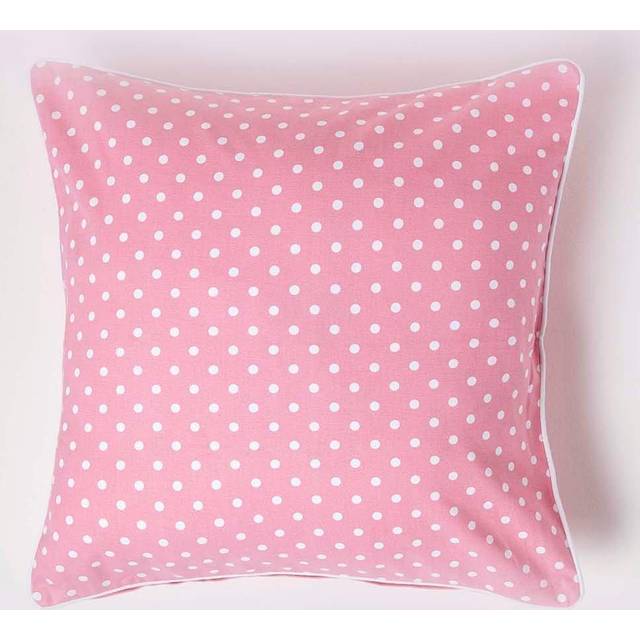 Homescapes Cotton Pink Polka Dots Cushion Cover, 60 x 60 cm