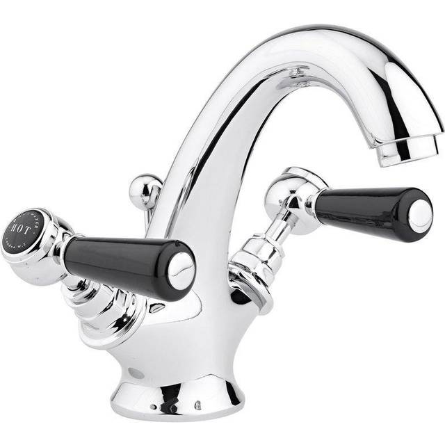 Solid Brass Mono Basin Mixer with Waste - Black (13cm)