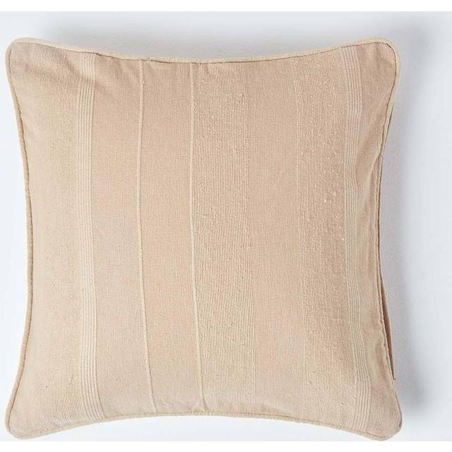 Homescapes Cotton Rajput Ribbed Beige Cushion Cover, 60 x 60 cm - Natural