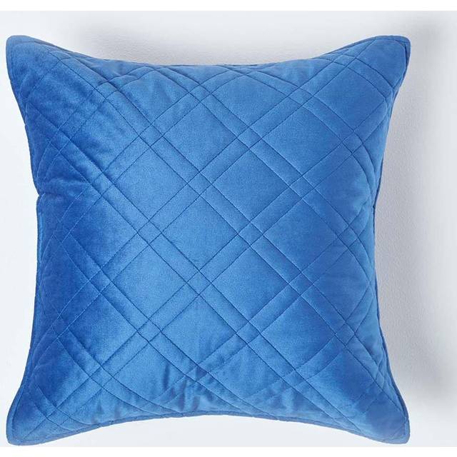 Luxury Navy Blue Quilted Velvet Cushion Cover Geometric ‘Paragon Diamond’ Pattern, 45 x 45 cm