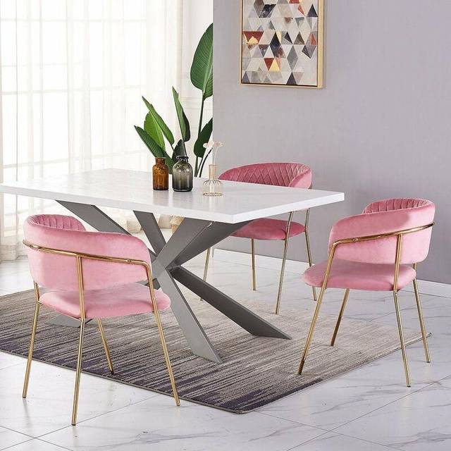 Atarah Duke LUX Dining Set with a Table and Chairs Set of 4 - Grey