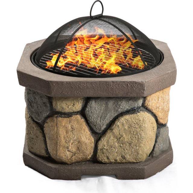 Fireology bogota Bold Garden & Patio Heater Fire Pit Brazier and Barbecue with Eco-Stone Finish - Centurion Supports