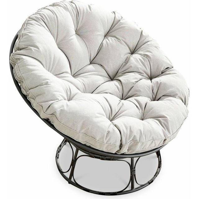 Moon Chair Rattan Cushioned Outdoor Garden Chair - Black