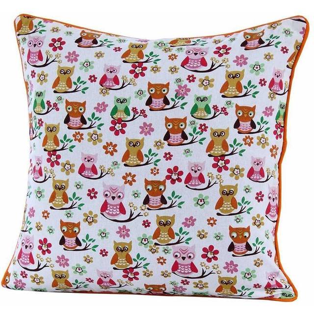 Homescapes Cotton Owls Cushion Cover, 60 x 60 cm - Red
