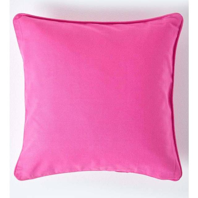 Homescapes Cotton Plain Cerise Cushion Cover, 45 x 45 cm - Pink