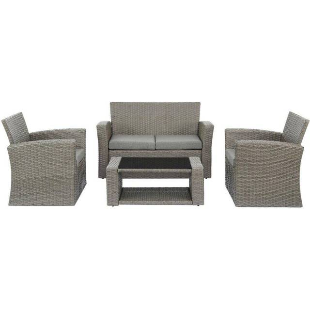 Katz 4 Seater Rattan Sofa Set - Grey (4)