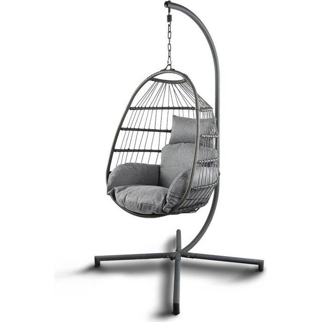 TAHITI HANGING RATTAN GARDEN PATIO EGG SWING OUTDOOR CHAIR GREY