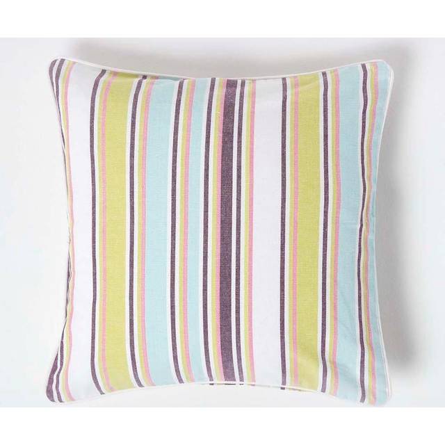 Homescapes Cotton Osaka Green Stripe Cushion Cover, 45 x 45 cm
