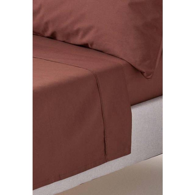 Homescapes 100% Egyptian Cotton 200 TC Double Flat Sheet, Chocolate Brown, OEKO-TEX Certified, Machine Washable, Hypoallergenic