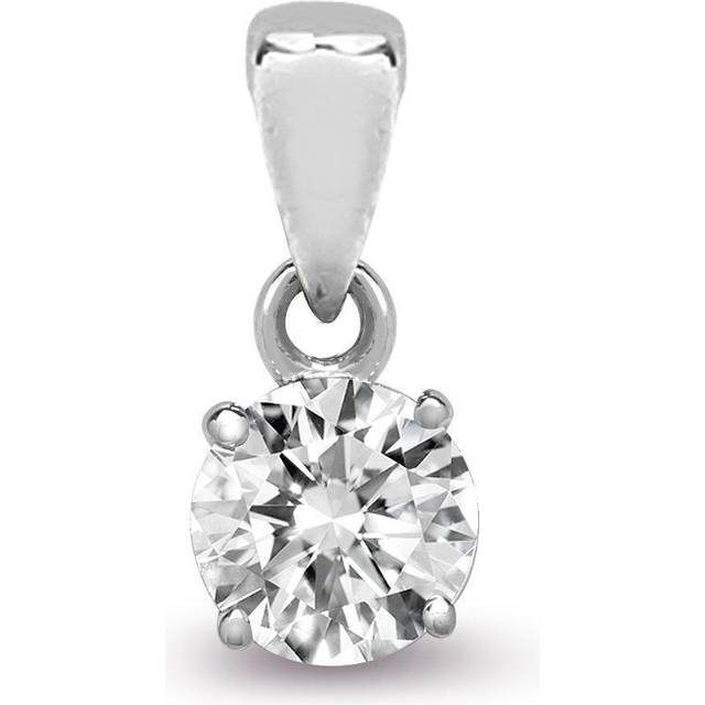 Jewelco London Ladies Solid 18ct White Gold 4 Claw Set Round G SI1 0.5ct Diamond Solitaire Charm Pendant - 18P010-050