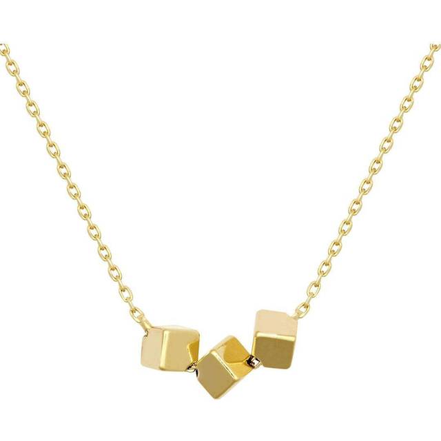 Jewelco London Ladies 9ct Yellow Gold Hollow Cube Rolo Link Trace Chain Necklace, 18 inch - JBB388-18