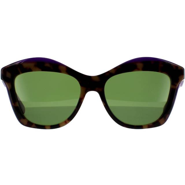 Salvatore Ferragamo Square Womens Havana Vintage Violet Green Sunglasses - Brown - One Size