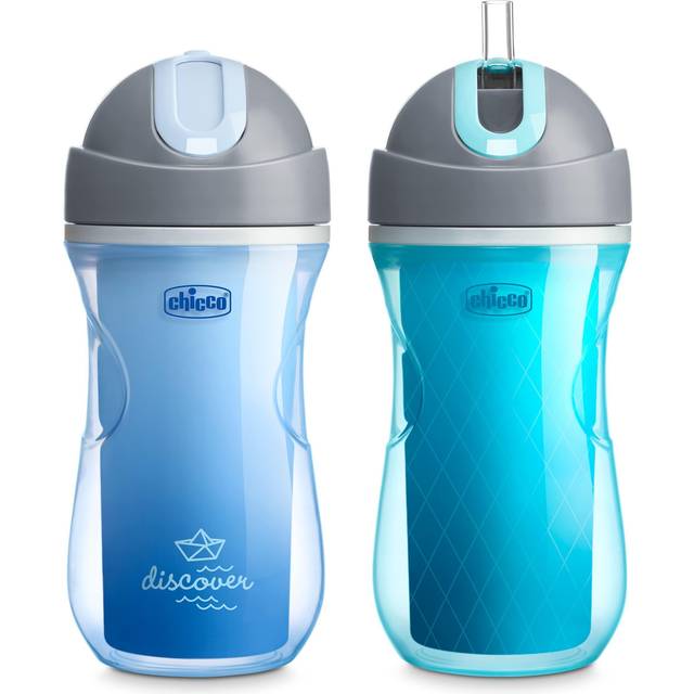 Chicco Double-Wall Insulated Flip-Top Sippy Cup with Silicone Straw and Spill-Free Lid 9oz.| Top-Rack Dishwasher Safe | Easy to Hold with Ergonomic In
