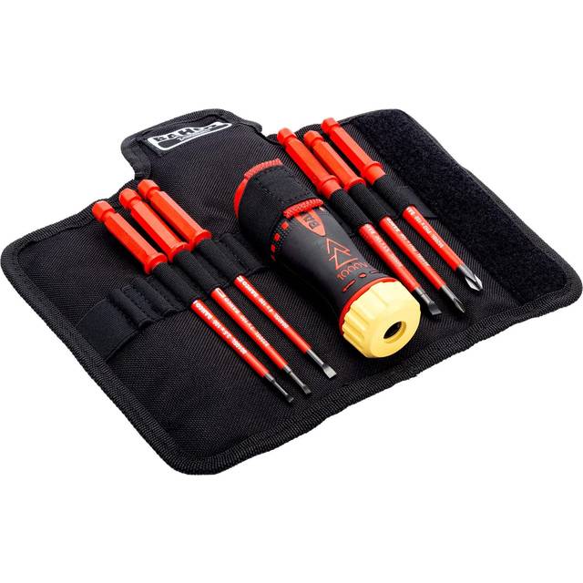 Bahco Insulated Ratcheting Screwdriver Set With Interchangeable Blades - Slotted & Phillips