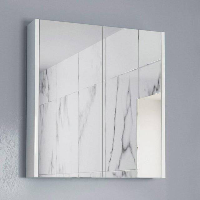 600mm bathroom mirror cabinet 2 door storage cupboard wall hung modern white