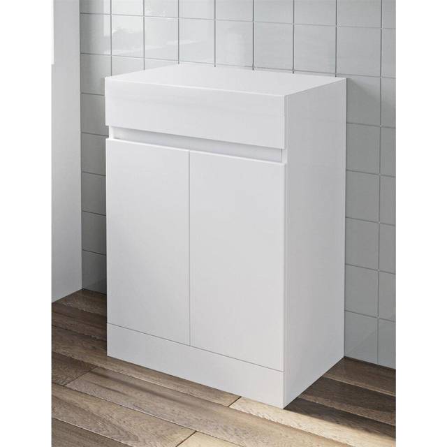 600mm Bathroom Countertop Vanity Door Unit Floor Standing Soft Close White Gloss