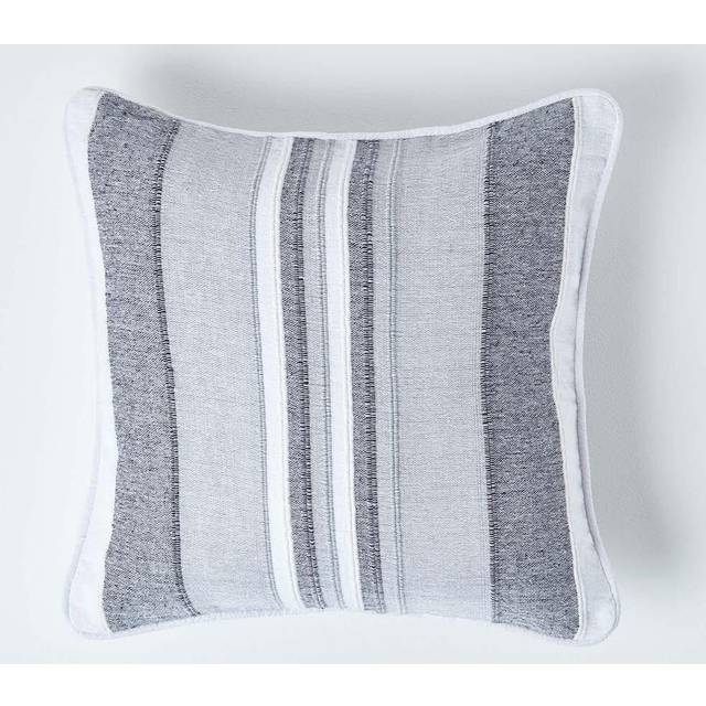 Cotton Striped Monochrome Cushion Cover Morocco , 60 x 60 cm - Grau
