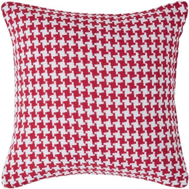 Homescapes Houndstooth 100% Cotton Cushion Cover Red, 60 x 60 cm